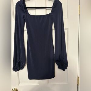 Lucy in the Sky Navy Square Neck Long Sleeve Mini Dress